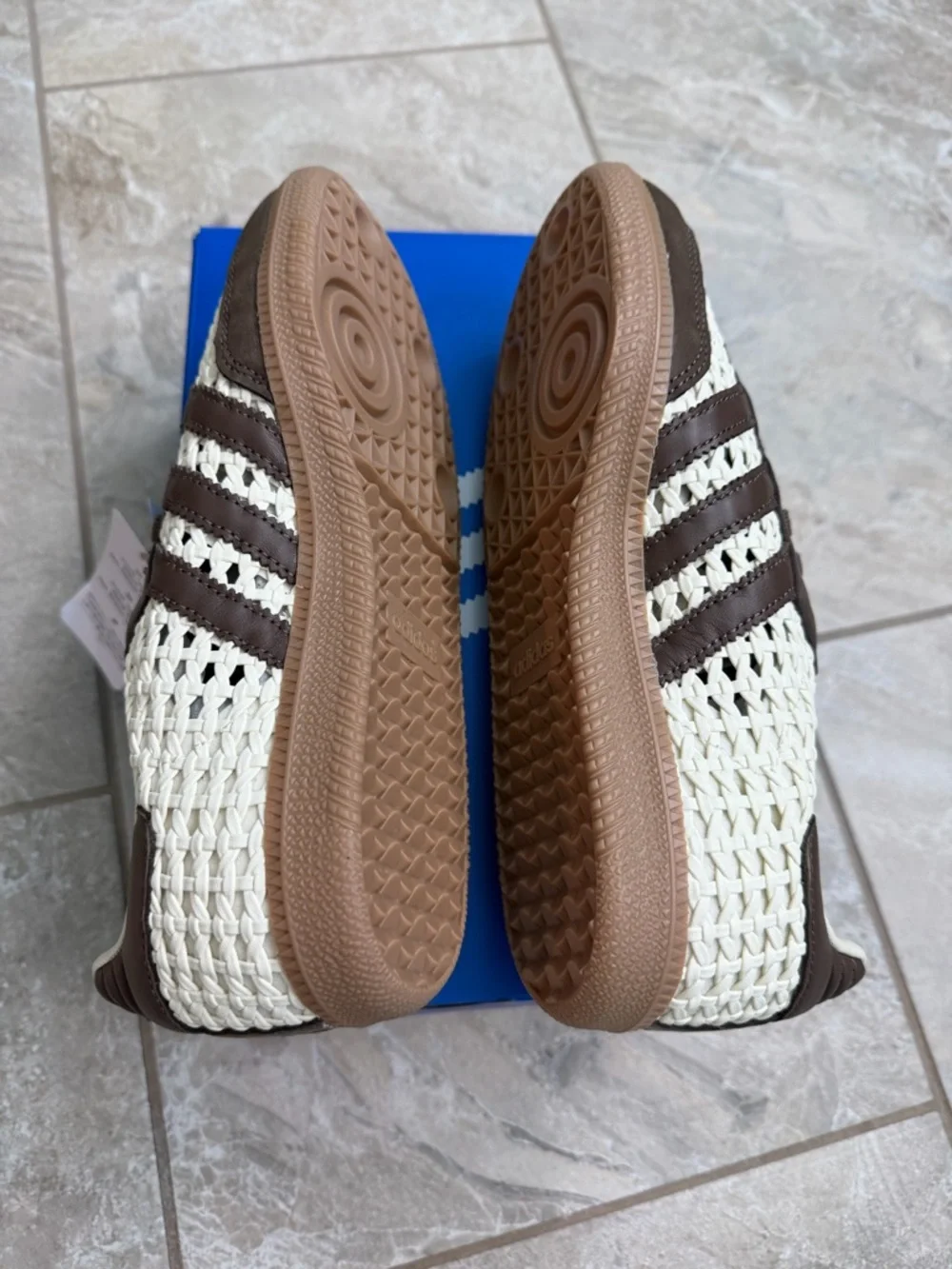 adidas Samba OG Basketweave Crochet Cream White Earth Strata Sneakers - Picture 9 of 14